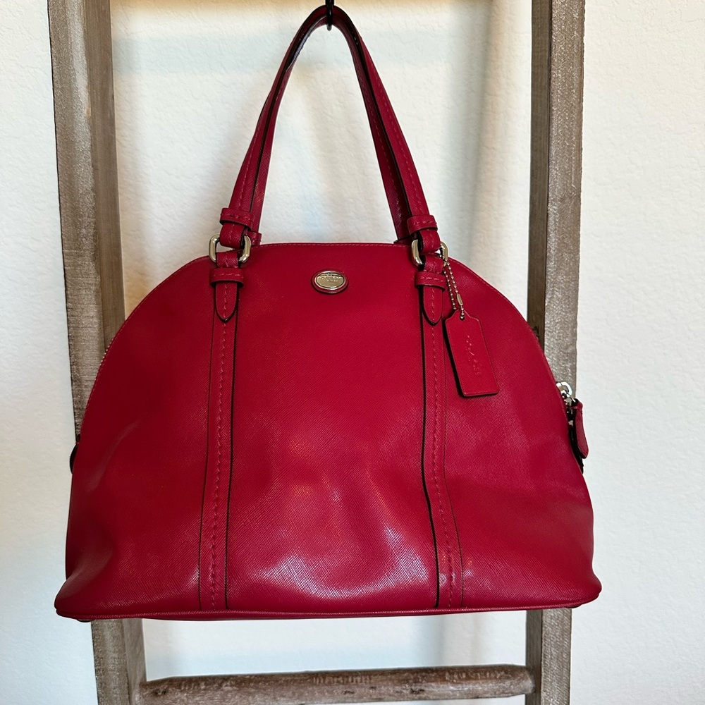 Dark Fuchsia Coach Domed Satchel